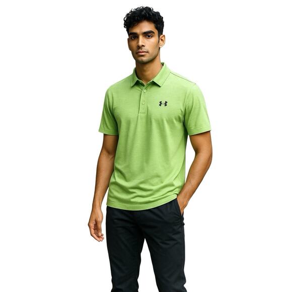 Under Armour Polo Men Small Polo Shirt Heat Gear Loose Fit Light Green Heather - Picture 16 of 16
